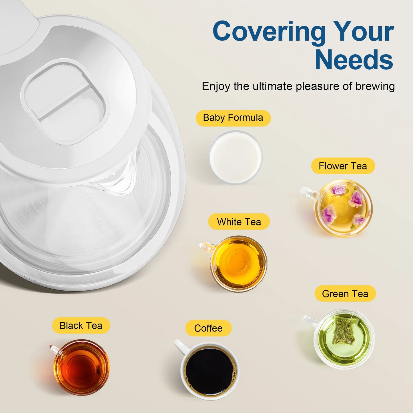 Electric Tea Kettle -1.7L Glass Kettle with LED Indicator