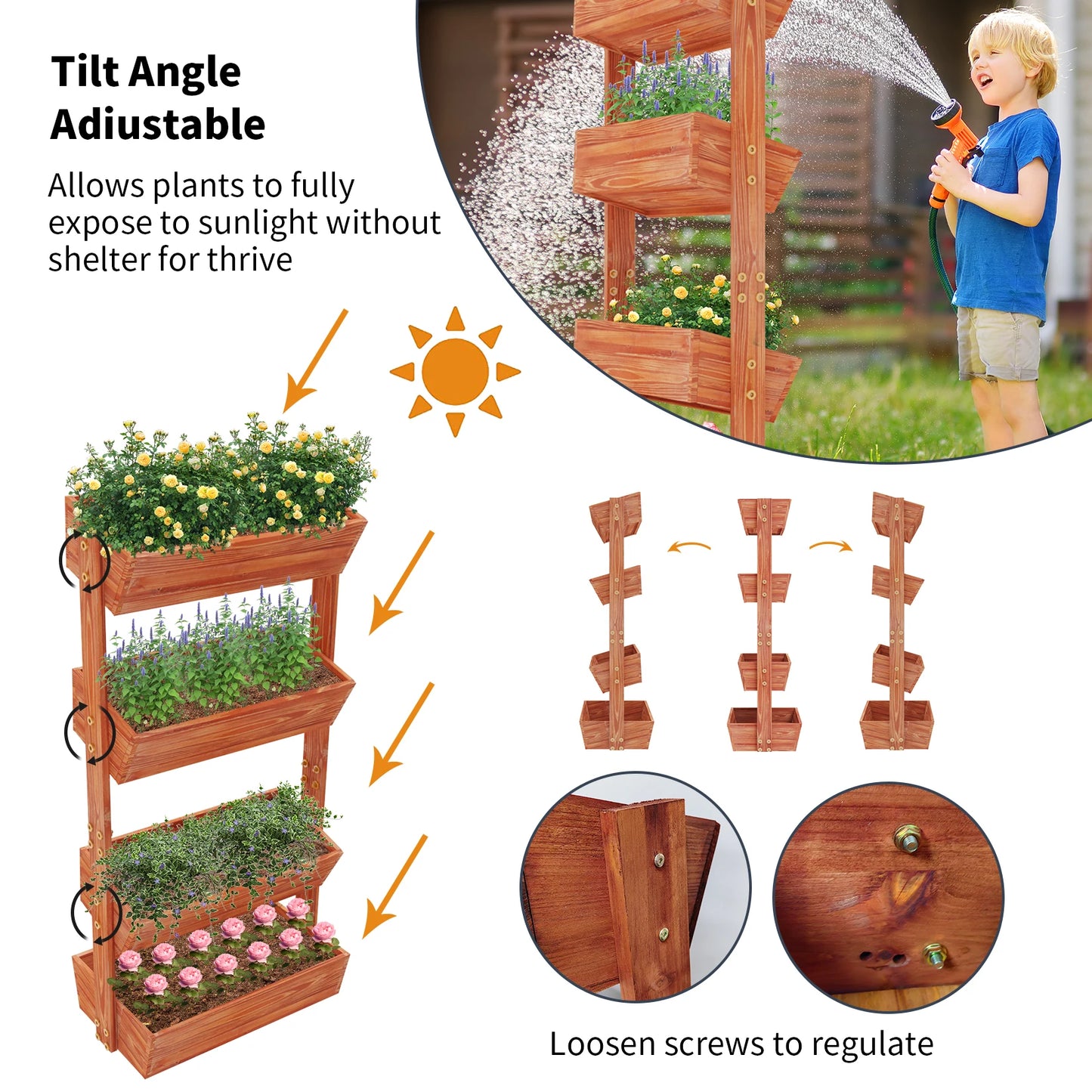 4-Tier Vertical Flower Pots Rack with Detachable Ladder