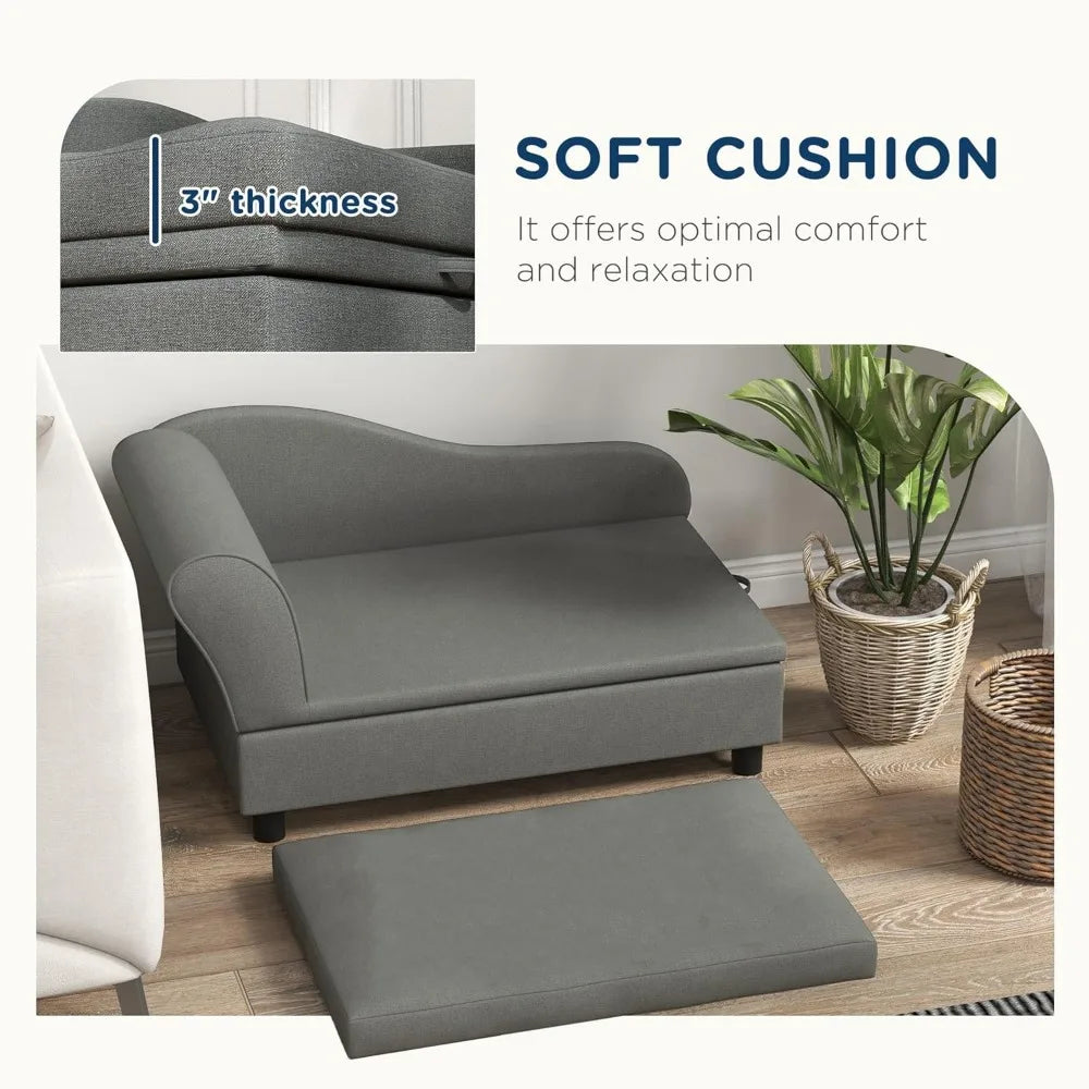 Elevated Dog Couch for Small Dogs, w/ Hidden Storage