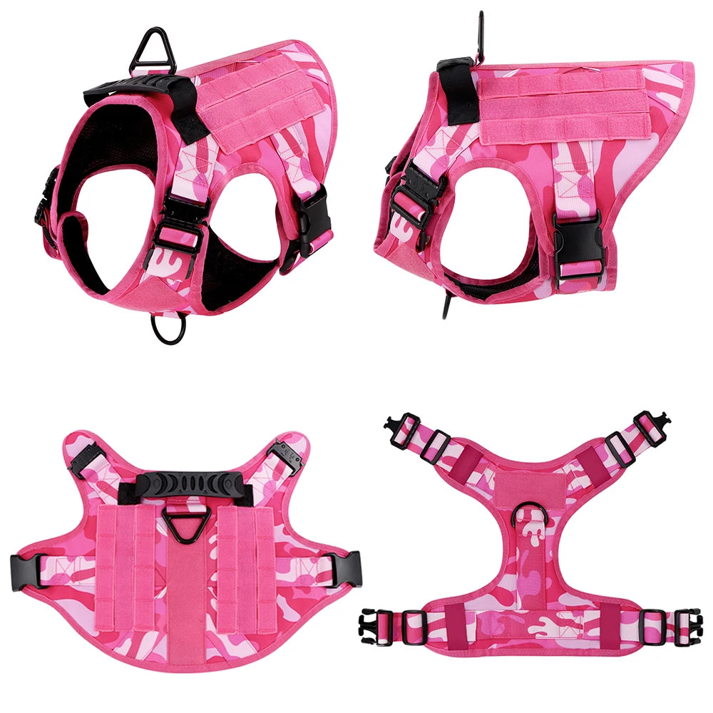 Military Pink Camouflage Dog Harness For Medium/Large Dogs