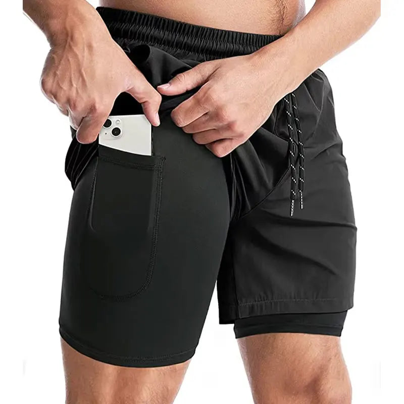 Mens 2 in 1 Shorts with Phone Pockets