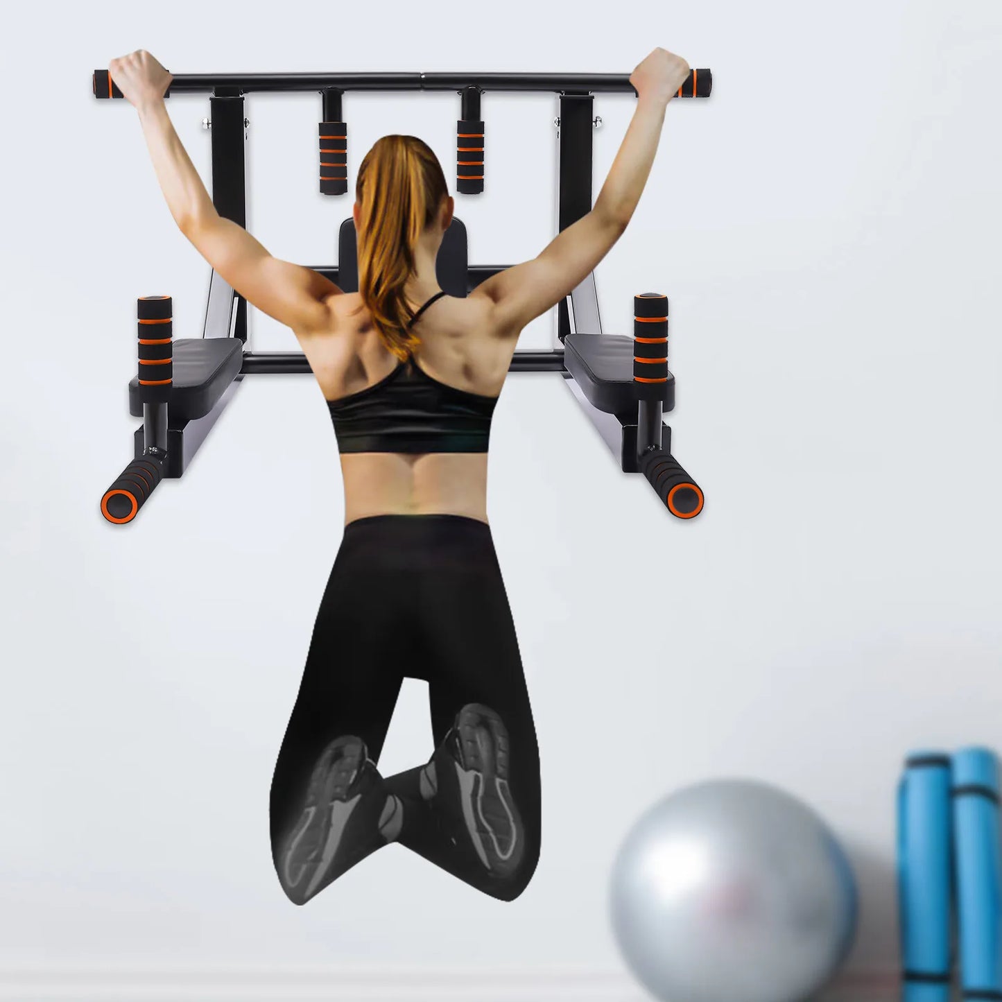 Pull Up Bar, Home Wall-Mount Dip Stand, 400lbs Capacity