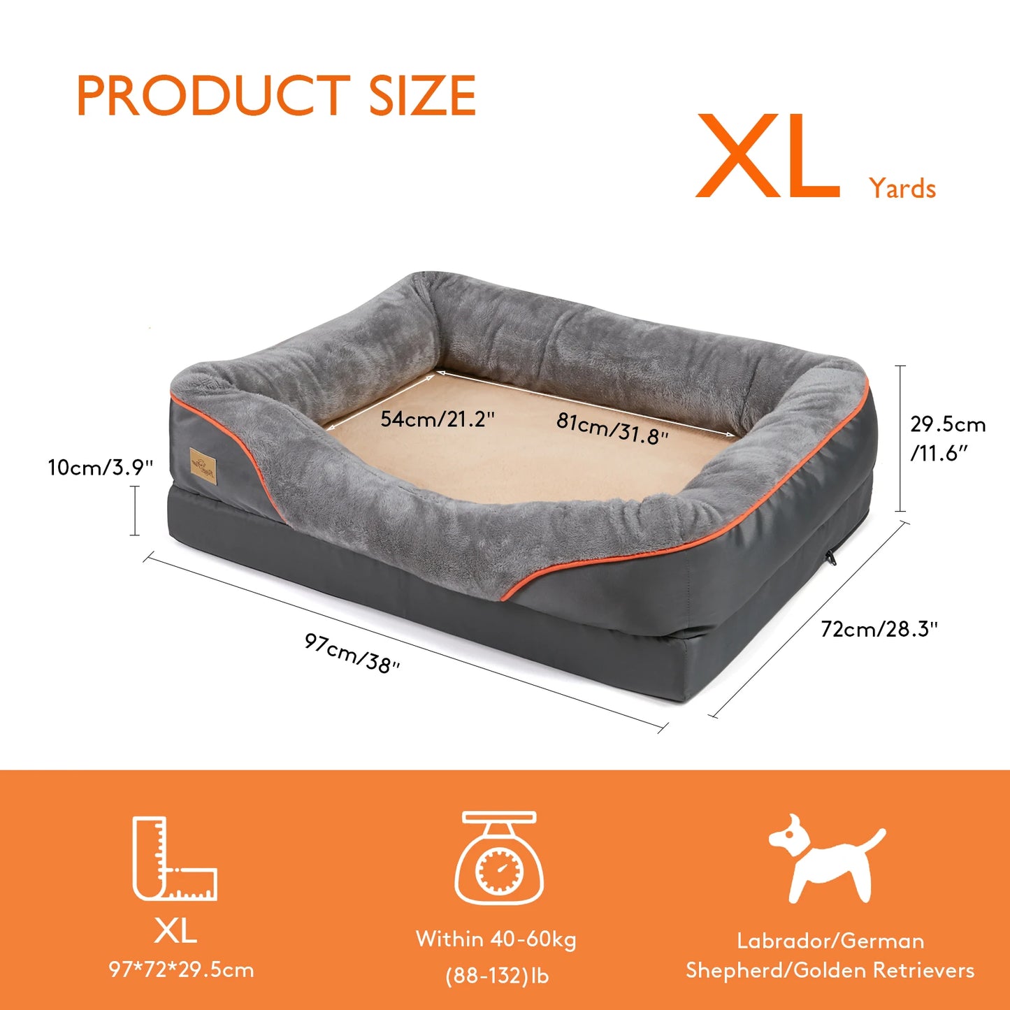 Large Dog Bed, Anti Allergy Fleece, Washable Cover