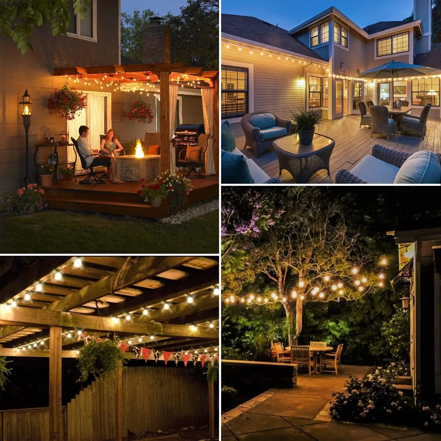 100ft Outdoor String Lights Waterproof, ST38, 24 Vintage Bulbs