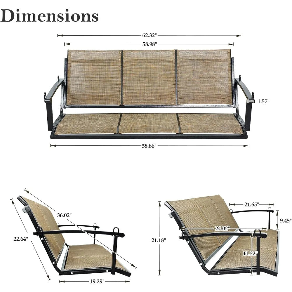 3 Seat Hanging Swing, 5.2FT