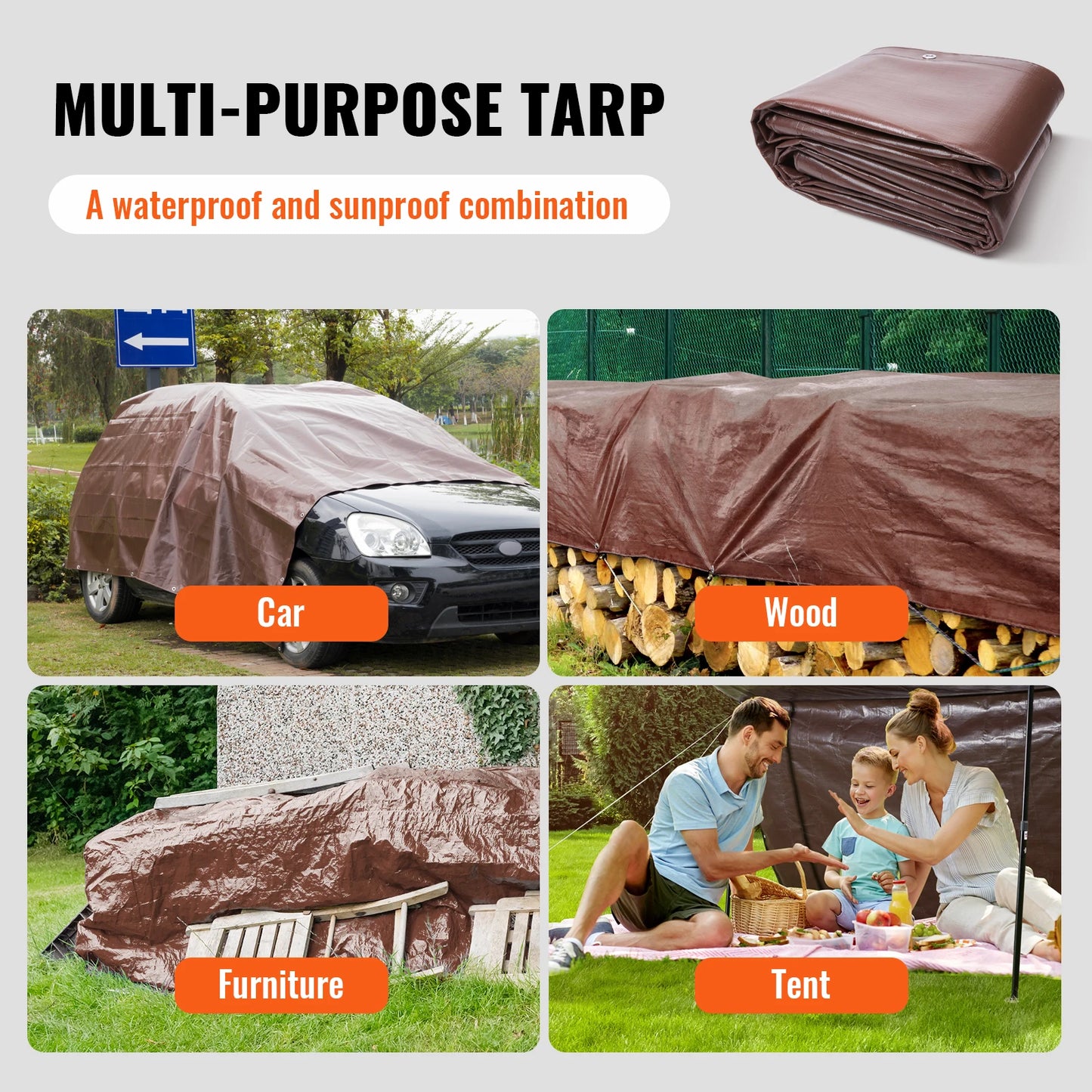 Heavy Duty Tarp 16 Mil Thick Waterproof Tear Proof