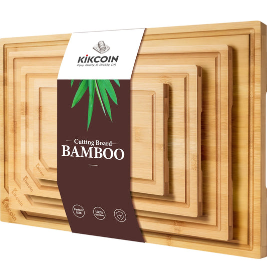 4-piece extra large kitchen bamboo cutting board set.
