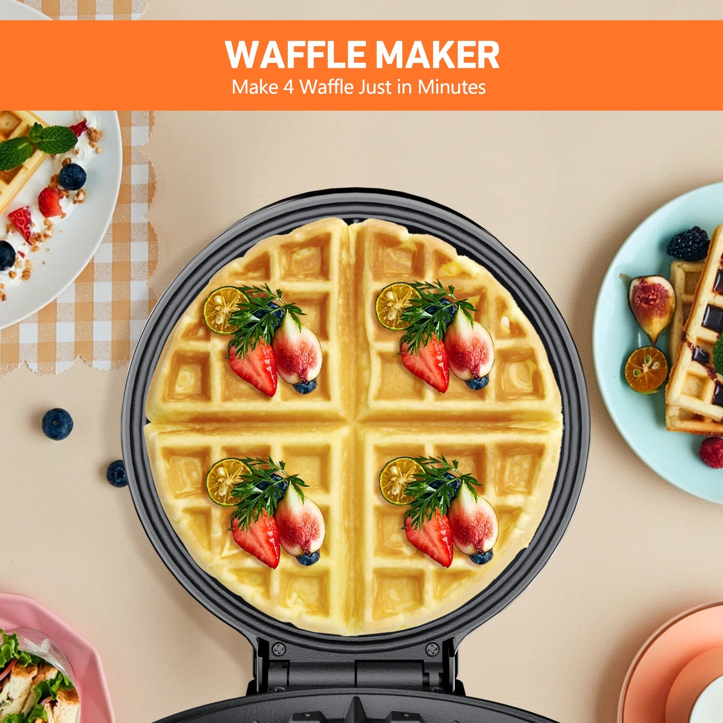 Electric Nonstick 8-inch Waffle Maker
