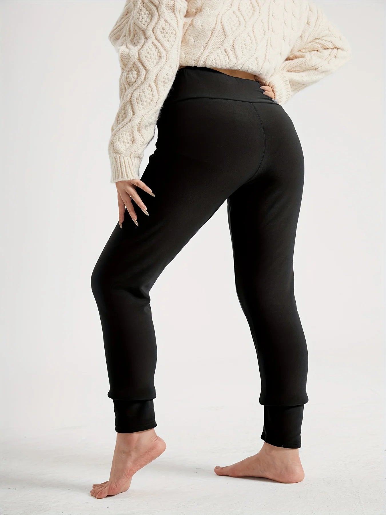 1-Pack Black Fleece-Lined High-Waist Women's Sports Pants