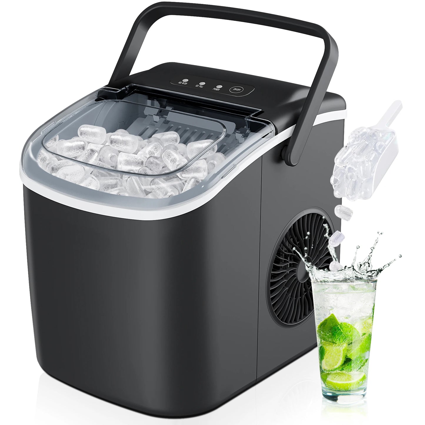 Self-Cleaning, Portable Ice Maker with Ice Scoop