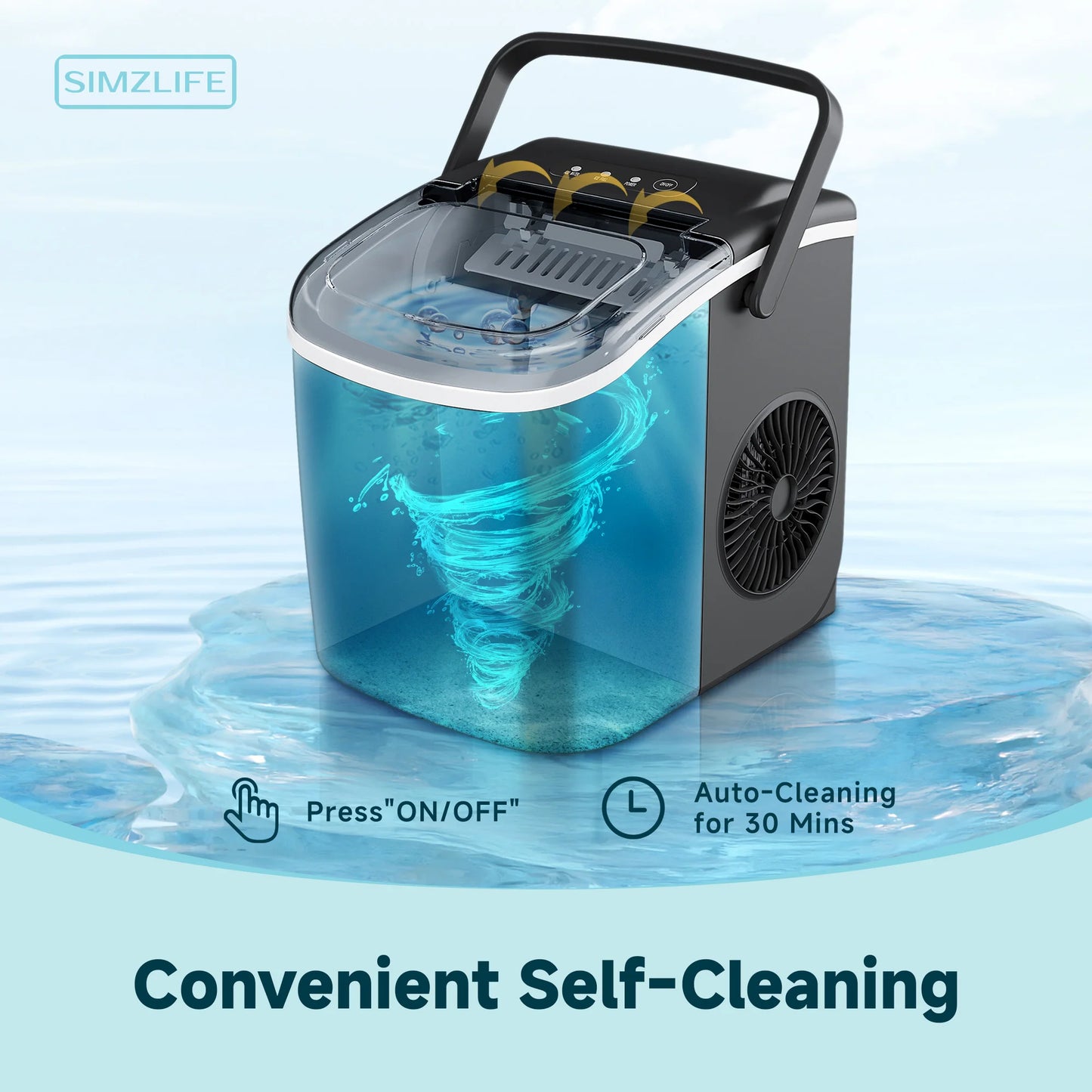 Self-Cleaning, Portable Ice Maker with Ice Scoop