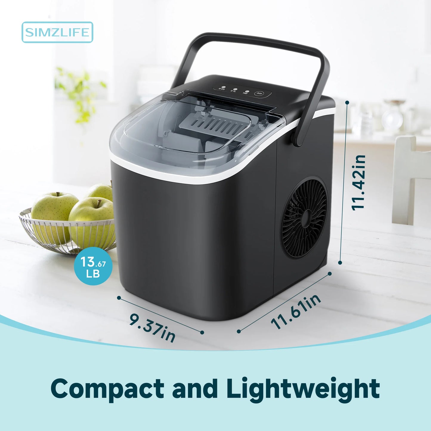 Self-Cleaning, Portable Ice Maker with Ice Scoop
