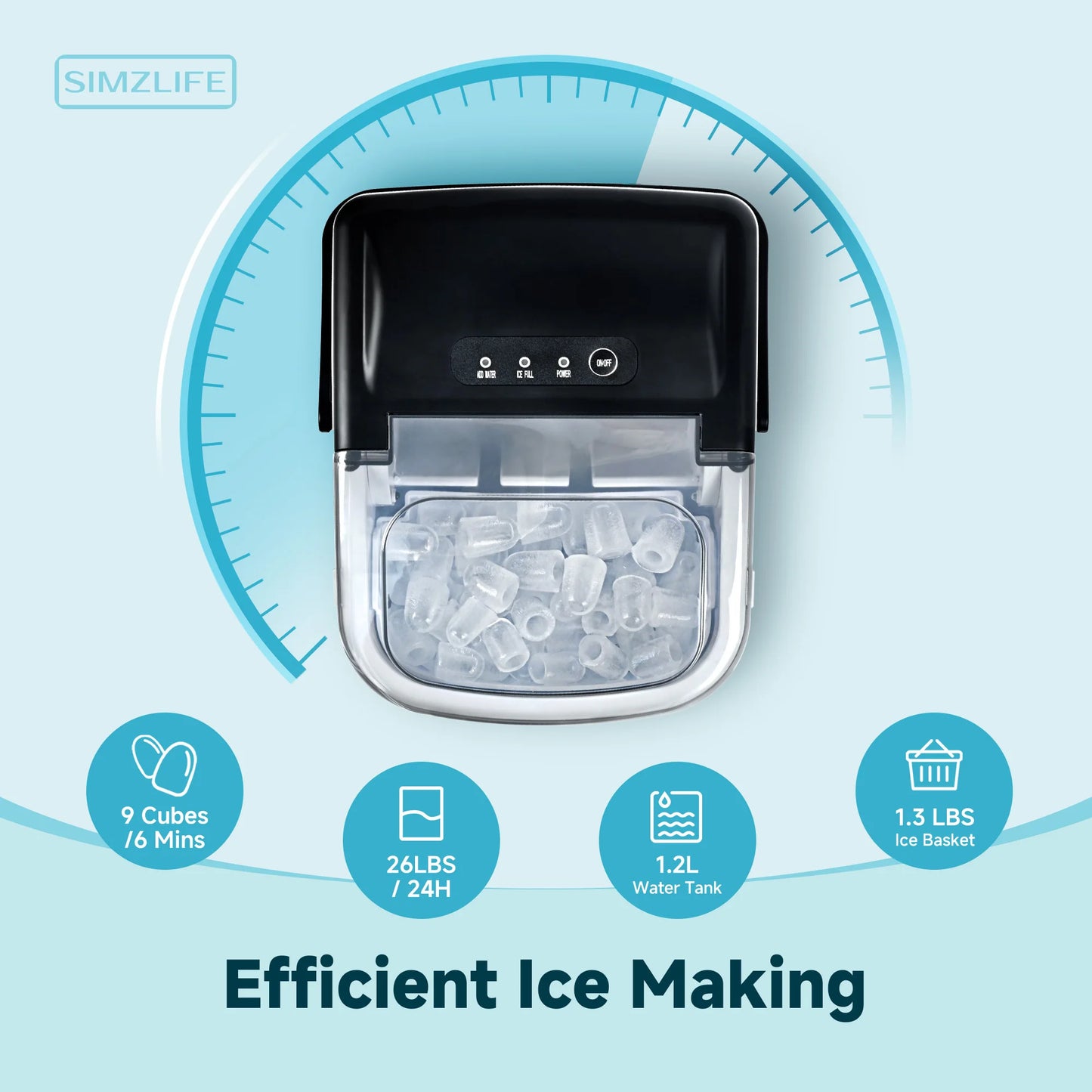 Self-Cleaning, Portable Ice Maker with Ice Scoop