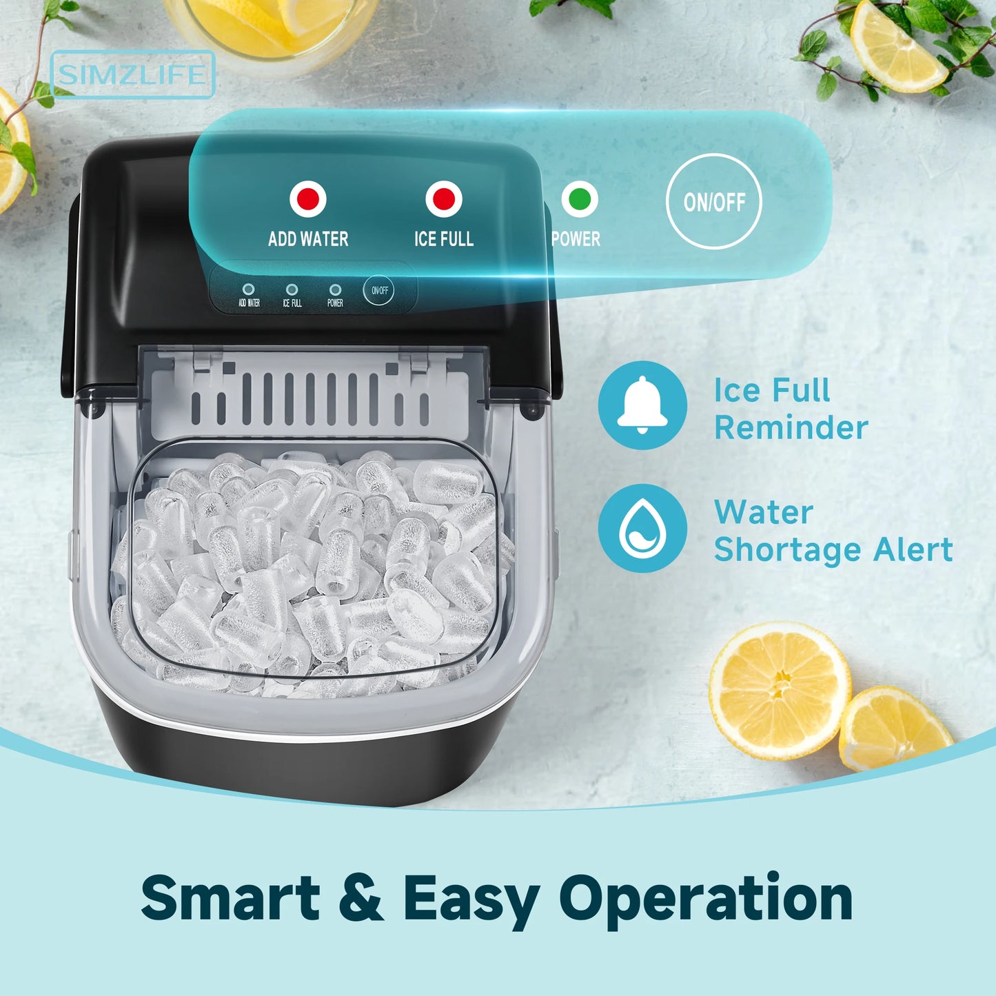 Self-Cleaning, Portable Ice Maker with Ice Scoop