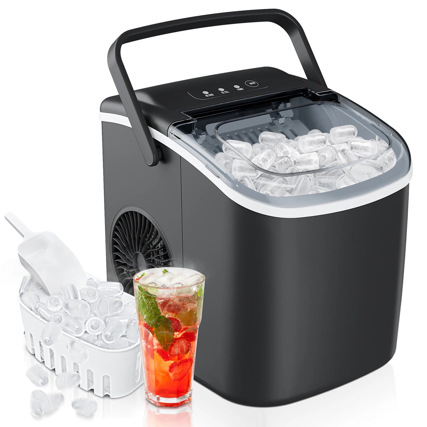 Self-Cleaning, Portable Ice Maker with Ice Scoop