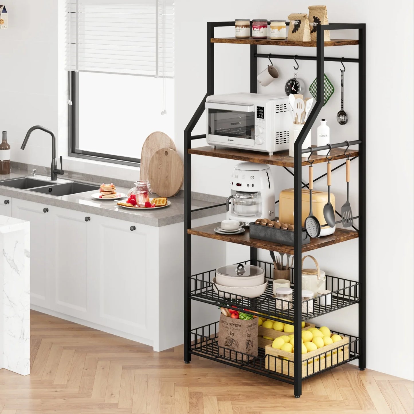 Kitchen Bakers Rack Microwave Stand