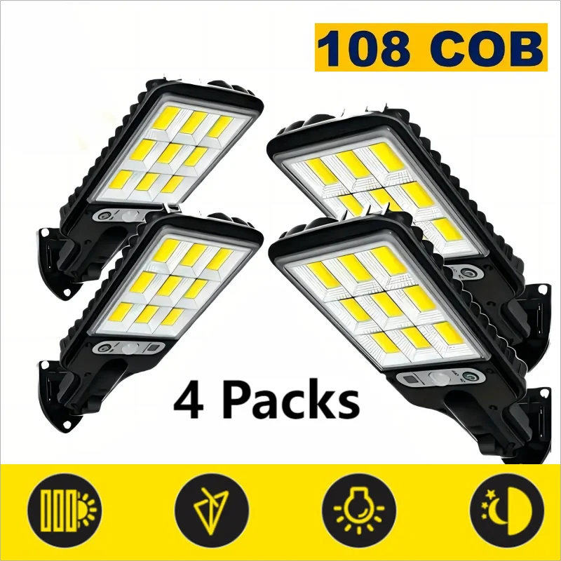 1/2/4-Pack Solar LED Outdoor Wall Lights, Remote Control