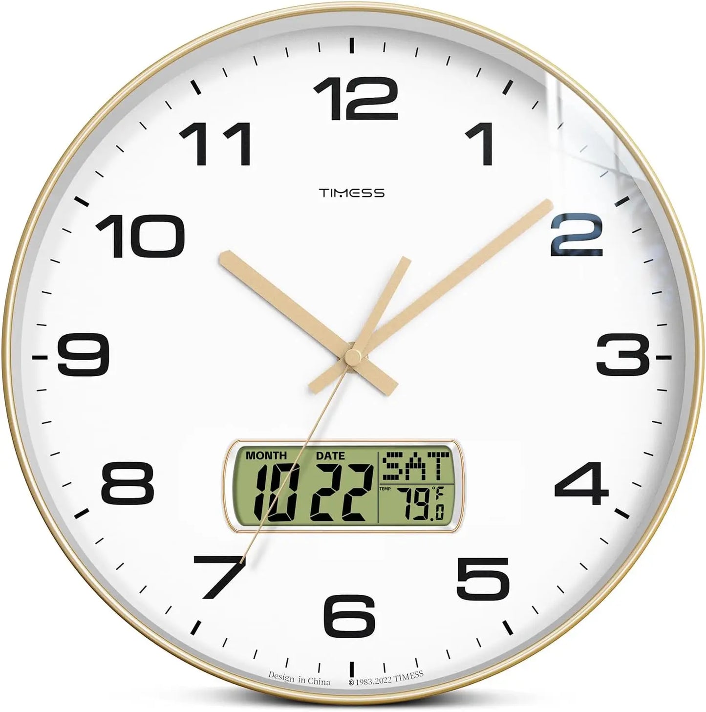 Calendar Wall Clock, with Fahrenheit Temperature Display