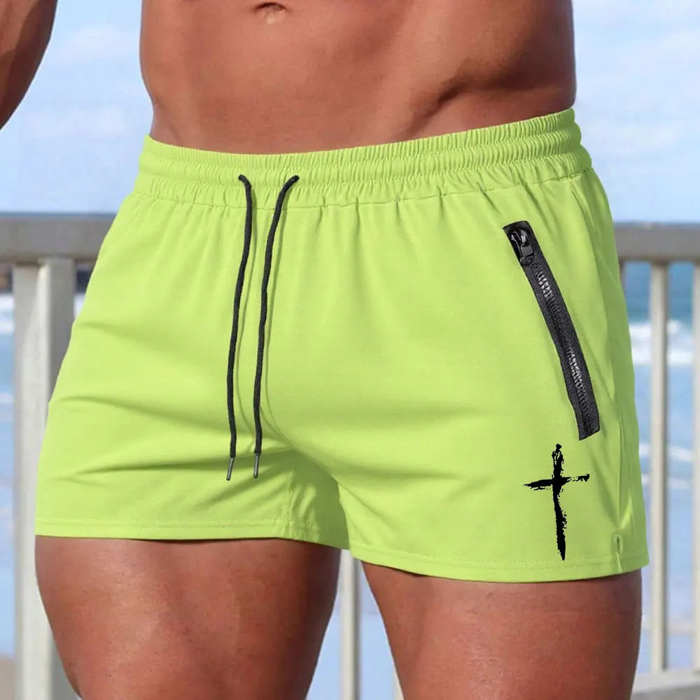 Men's Cross Print Gym Shorts