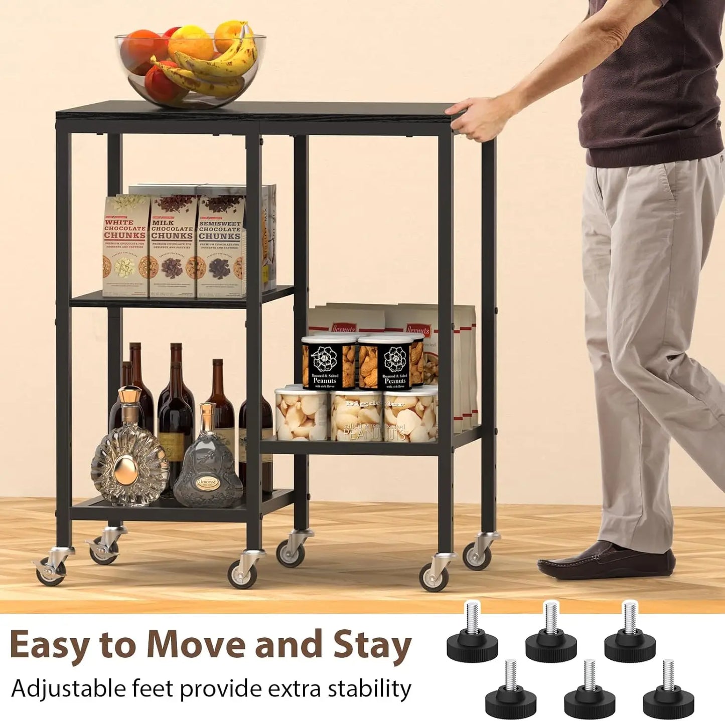 4-Tier Microwave Cart with Wheels