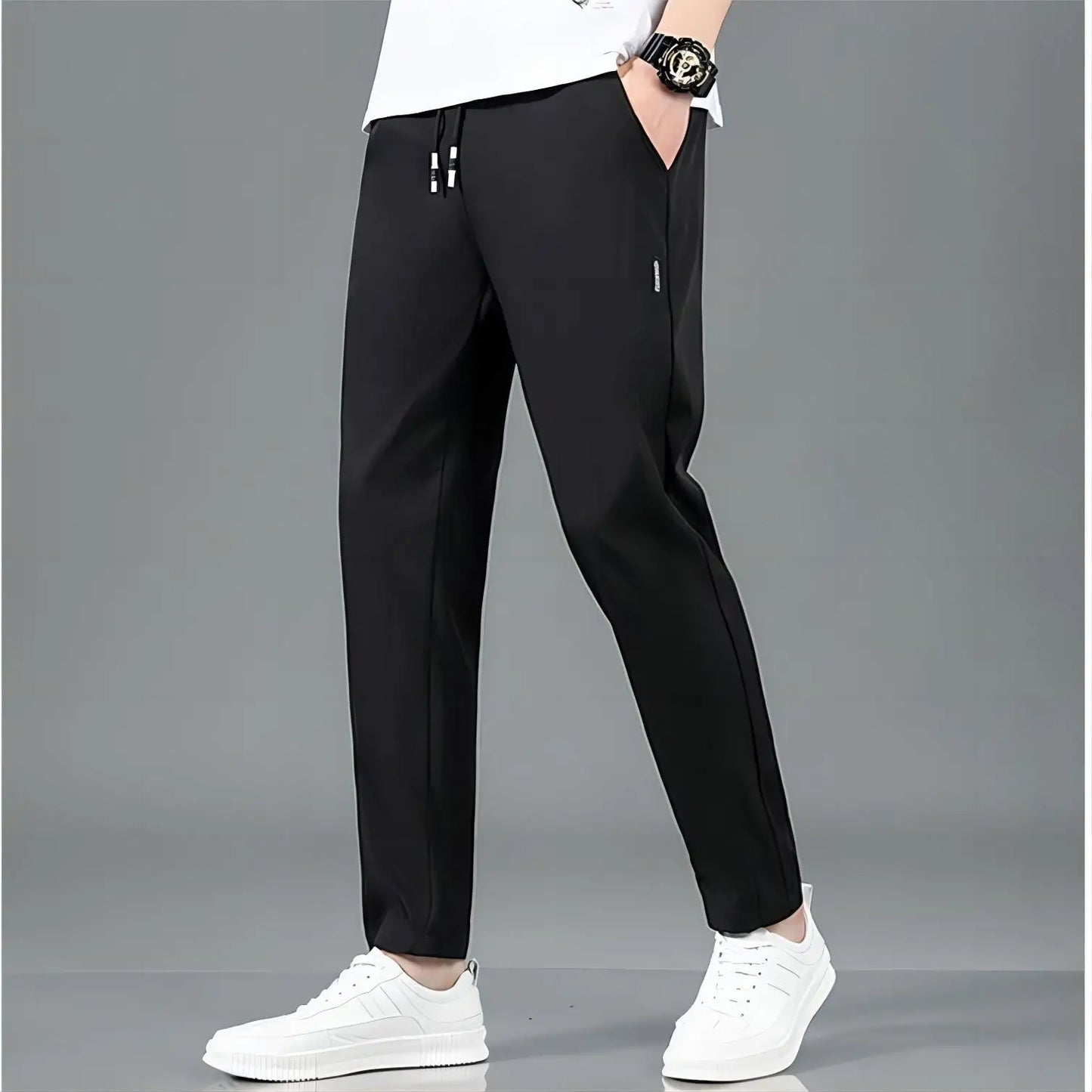Men Sport Running Pants With Zipper Pockets