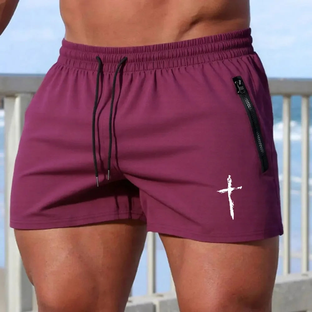 Men's Cross Print Gym Shorts