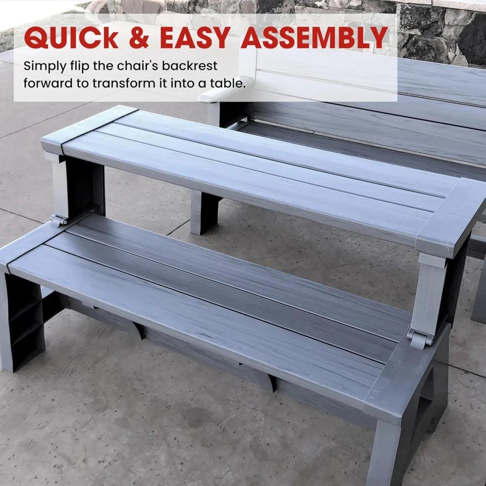 2-in-1 Outdoor Convertible Bench to Picnic Table