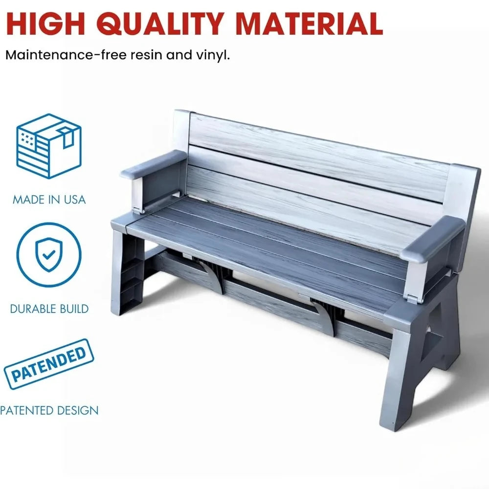 2-in-1 Outdoor Convertible Bench to Picnic Table