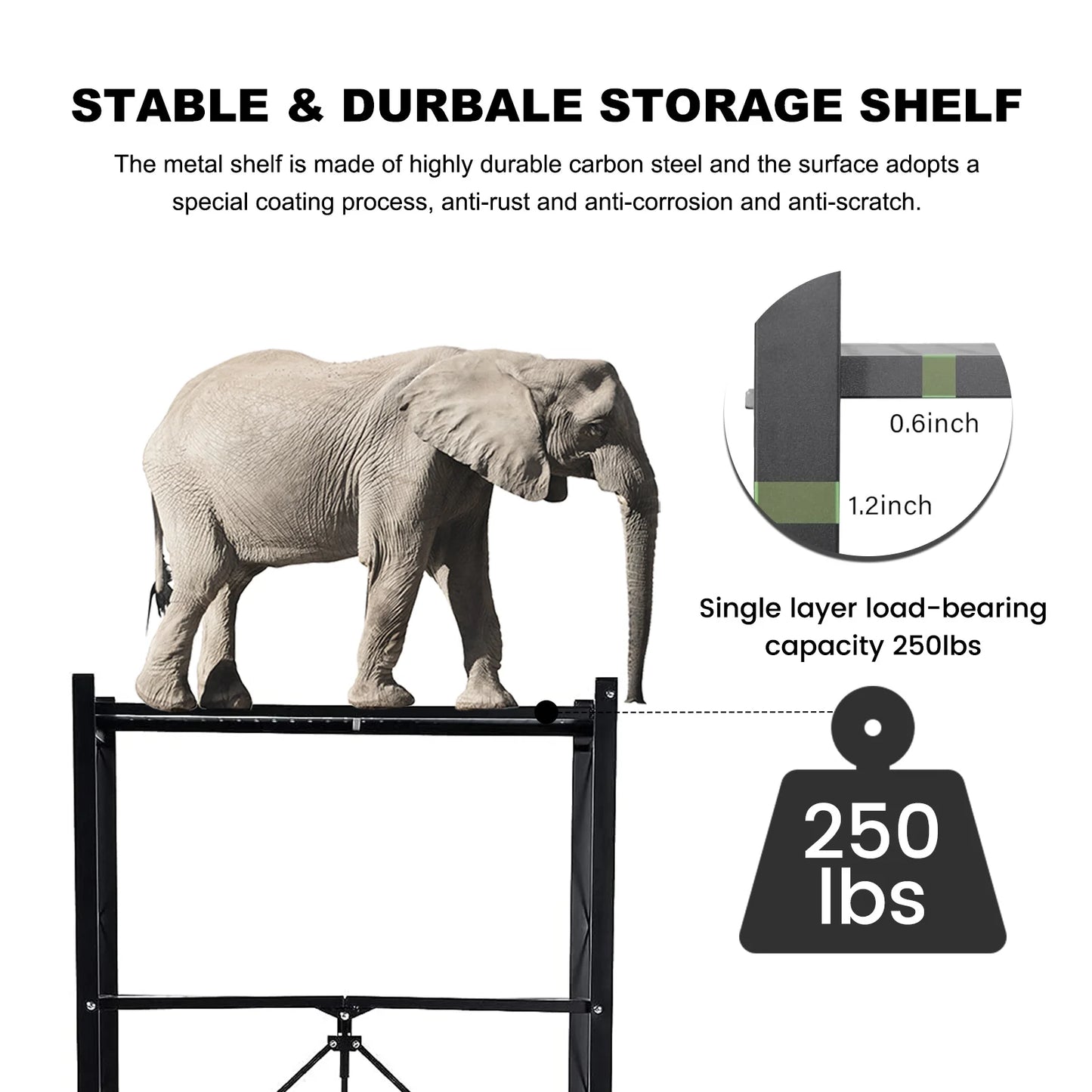 Heavy Duty Fold-able Metal Shelf Unit, 5-Tier, Lockable Wheels