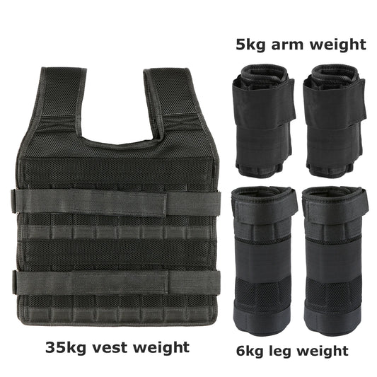 Adjustable Weighted Vest with 6kg Leg Weight 5kg Arm Weight