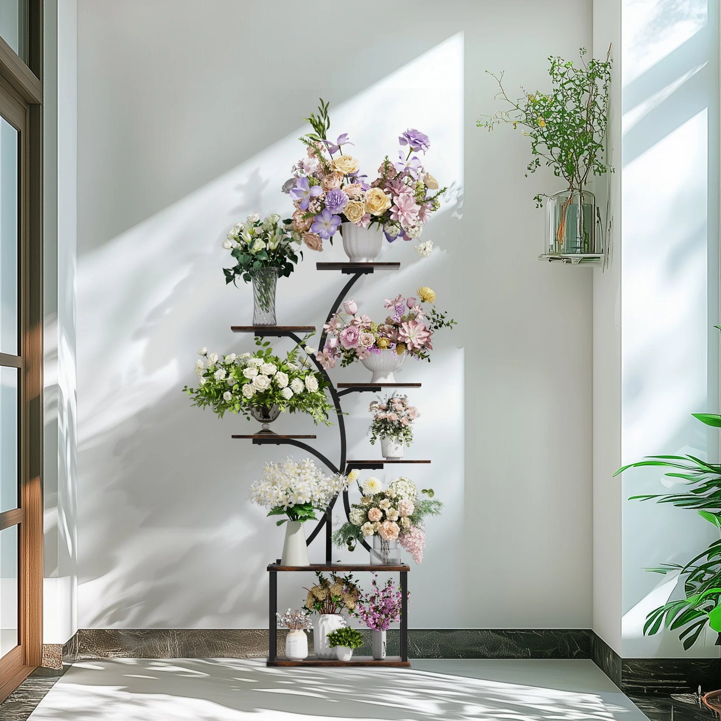 Multilayered Plant Stand Industrial Style, Tree-Shaped