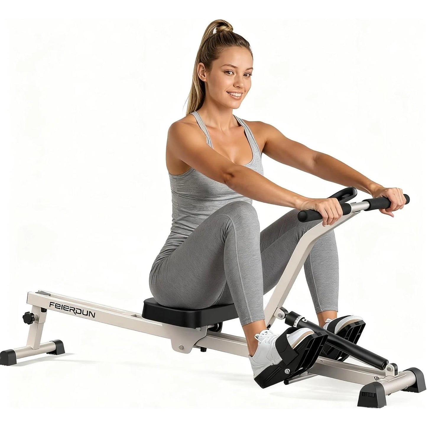 Home Hydraulic Rowing Machine, Compact, Adjustable, 12 Resistance Levels