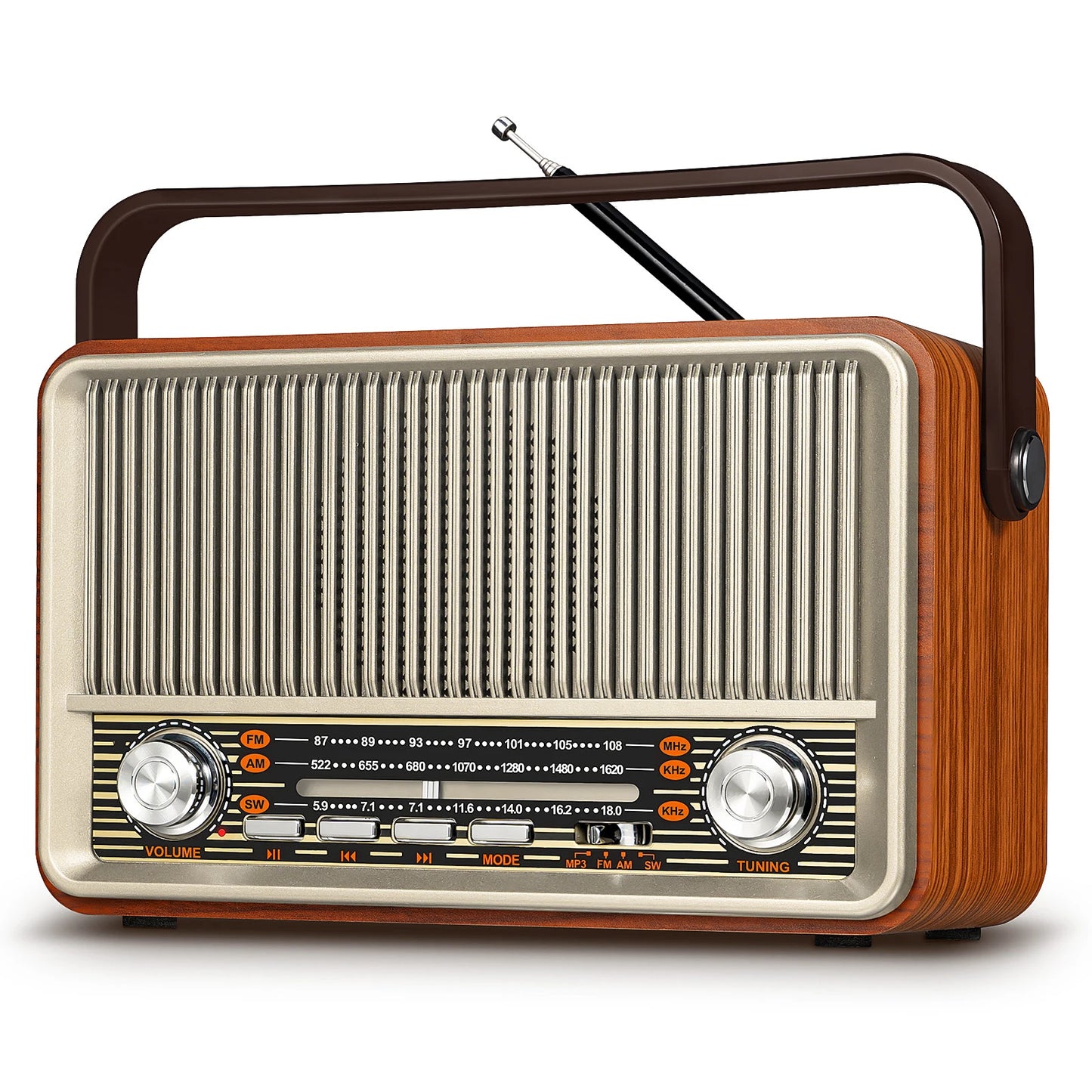 Retro Portable AM FM, Transistor Radio, Bluetooth Speaker