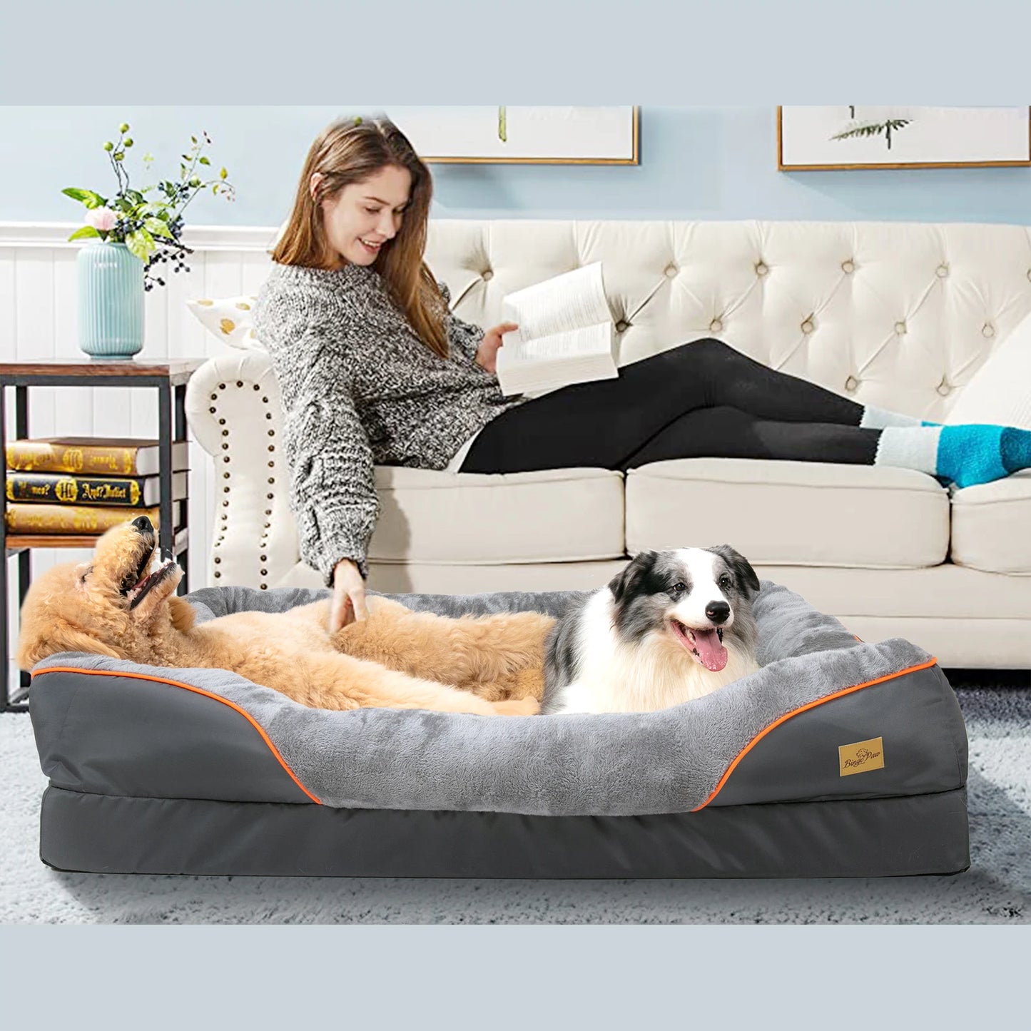 Large Dog Bed, Anti Allergy Fleece, Washable Cover