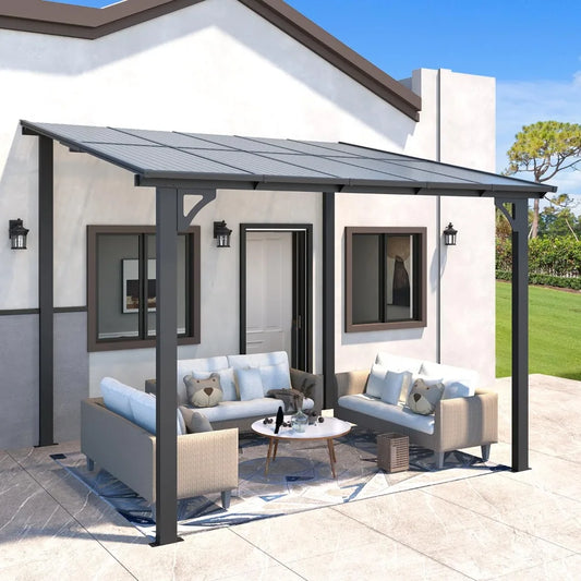 10' x 8' Gazebo for Patio, Wall-Mounted, (80 Sq.Ft Shaded)