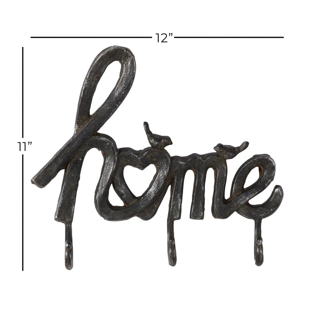 Indoor Black Metal Industrial Home Sign/ Coat Rack 12x11 Inches