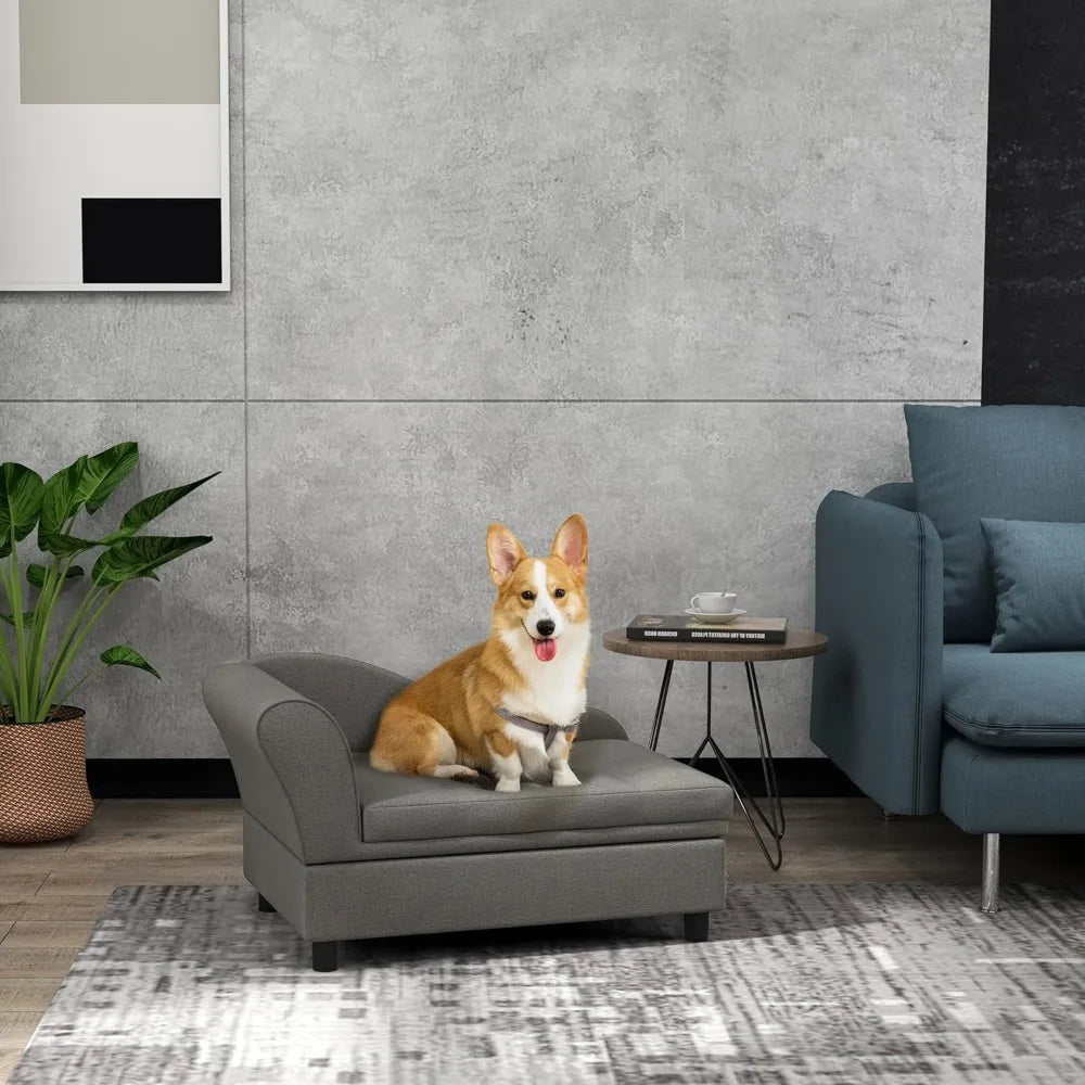 Elevated Dog Couch for Small Dogs, w/ Hidden Storage