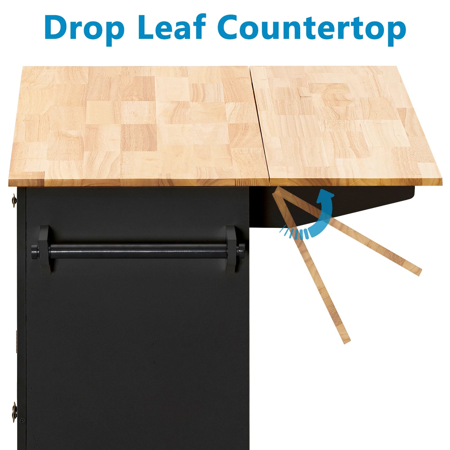 Rolling Kitchen Island with Drop Leaf