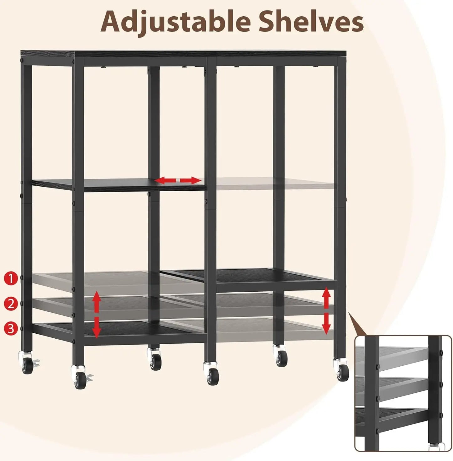 4-Tier Microwave Cart with Wheels