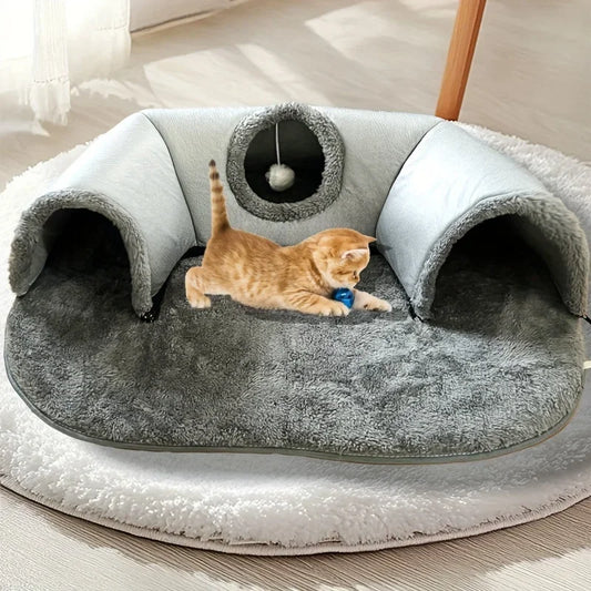 3-in-1 Cozy Cat Tunnel, Bed, Play Mat