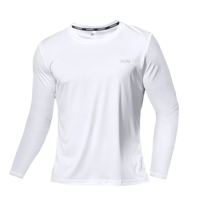 Ice Silk Long Sleeve T-Shirt Men Quick Dry Breathable