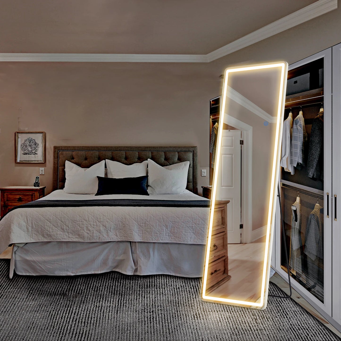 Led 64"x21" Full Length Mirror with Stand