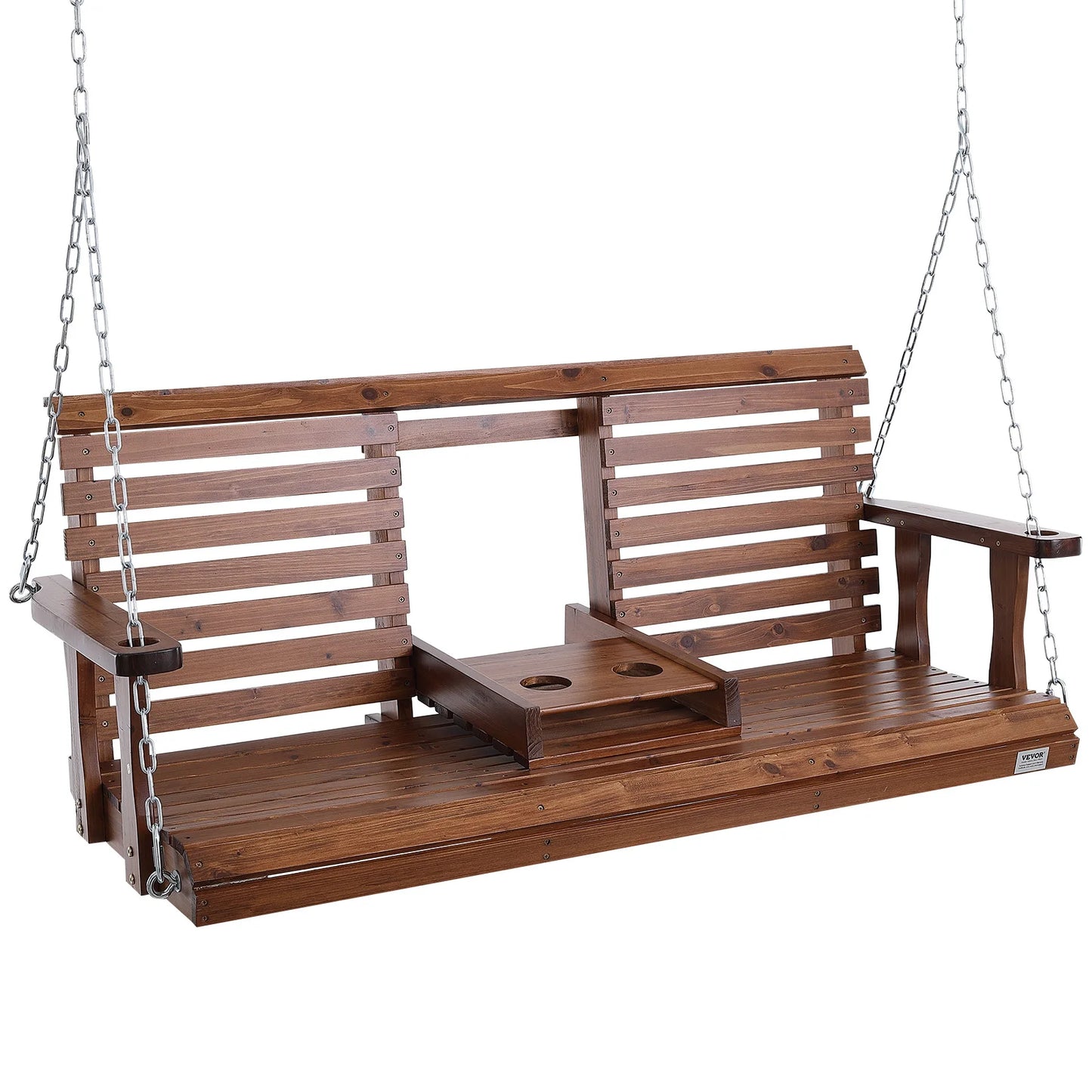 Wooden Porch Swing 4-5.5 ft Upgraded 880 lbs Load Capacity