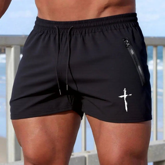 Men's Cross Print Gym Shorts