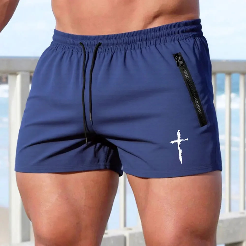 Men's Cross Print Gym Shorts