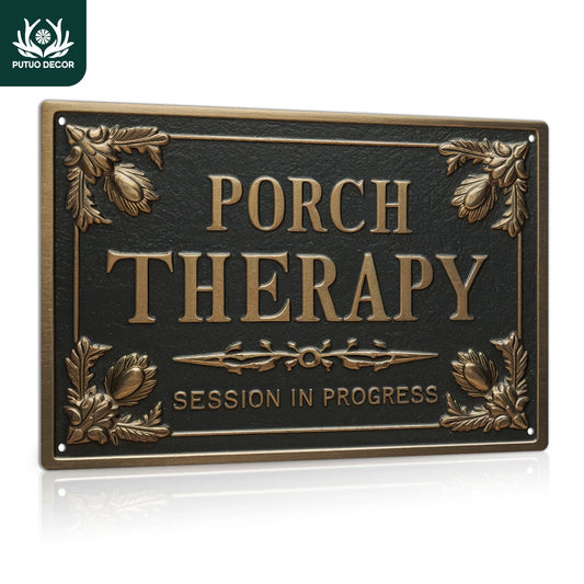 PORCH THERAPY Vintage Metal Sign, 7.8 X 11.8 Inch