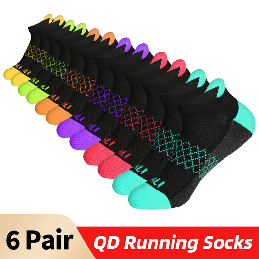 6 Pair Athletic Ankle Socks Cushioned Sole With Tab Quick Drying And Breathable