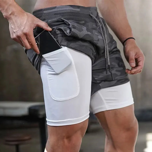Mens 2 in 1 Shorts with Phone Pockets