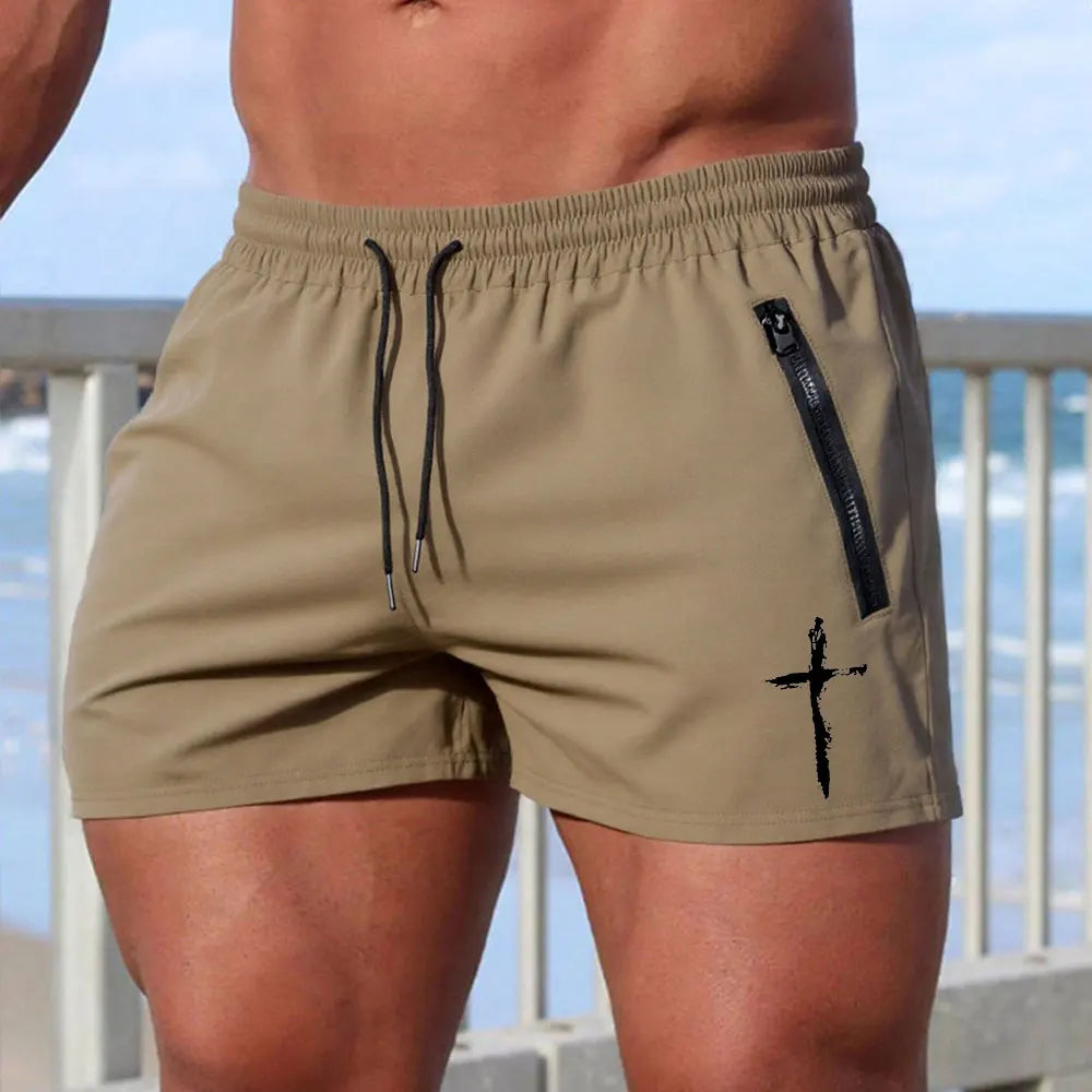 Men's Cross Print Gym Shorts