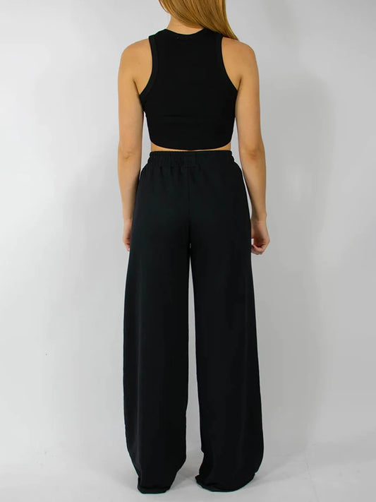 Women's Wide-Leg Sweatpants in Solid Color Loose Fit